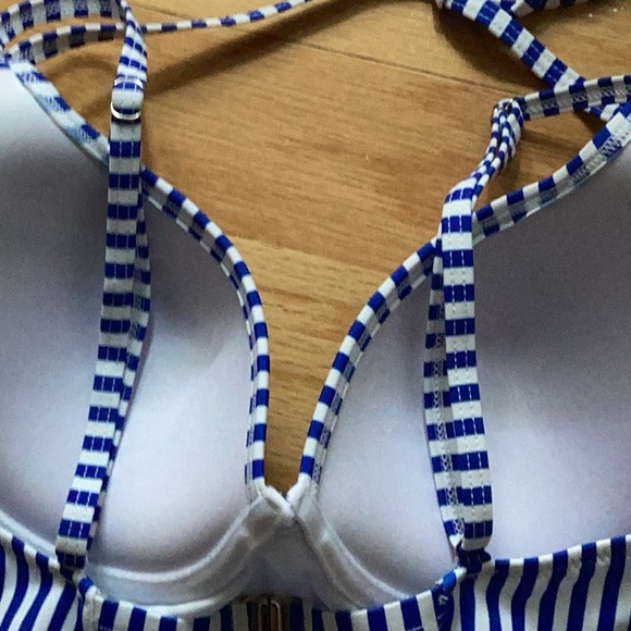 NEW Blue and White Striped One Piece Swimsuit - Picture 7 of 8